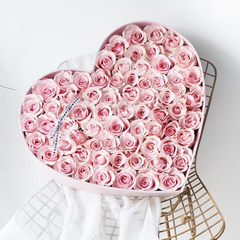 Luxury large extra big size matt black rose cardboard paper packaging set heart shape flower box for gifts