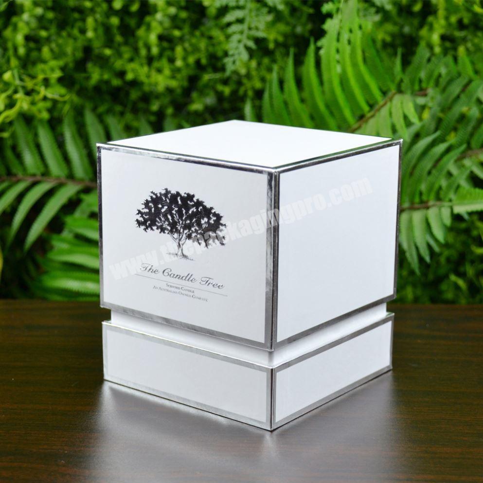 Luxury white paper storage foil logo candle packaging box