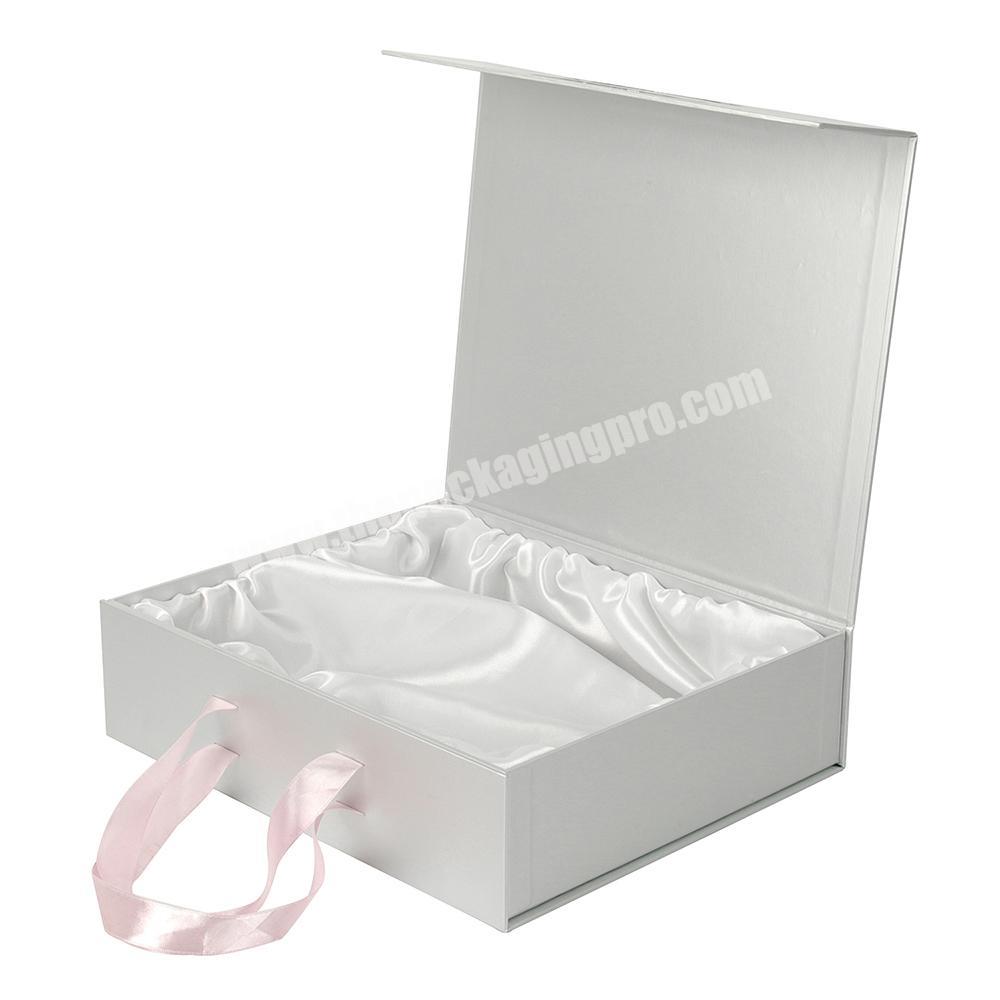 Magnetic Custom Matte Cardboard Dress White Gift Paper Box With Handle