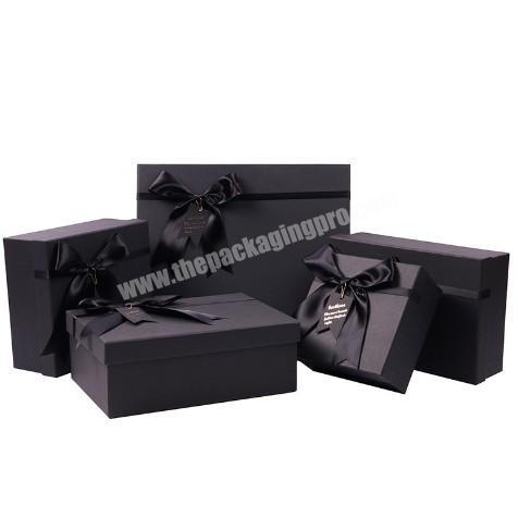 Manufacturer eco friendly recyclable luxury embossing 2 pieces rigid small black custom logo printed paper box jewelry