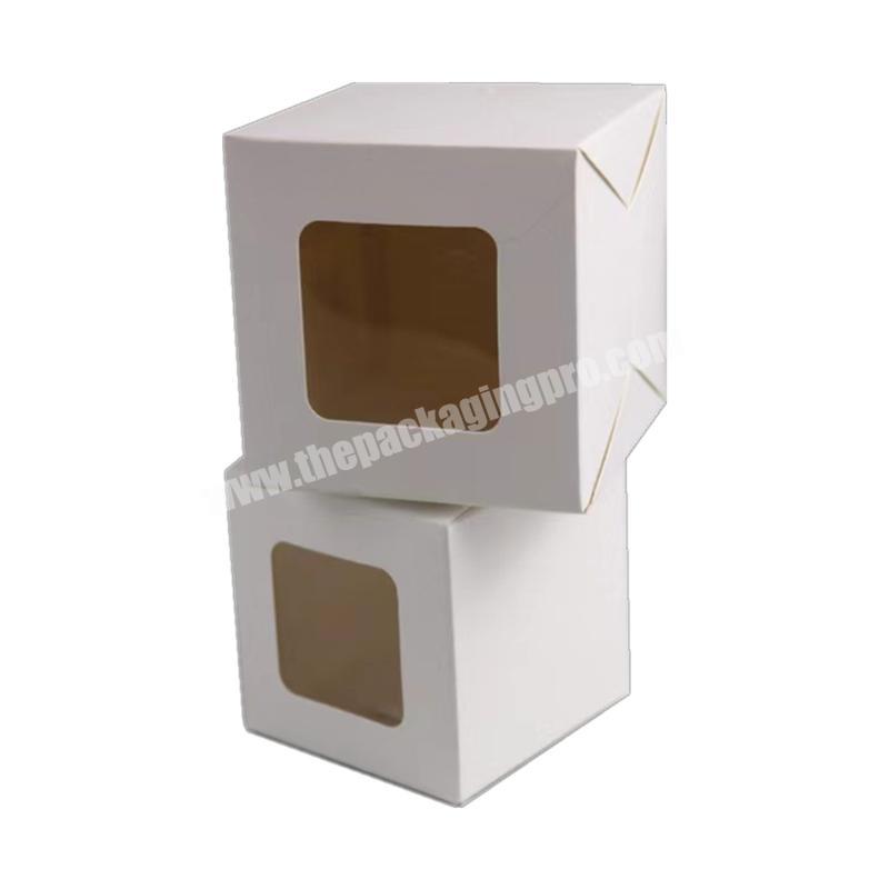 New arrival low price bottle jar white cardboard paper box folded packaging boxes candle with window