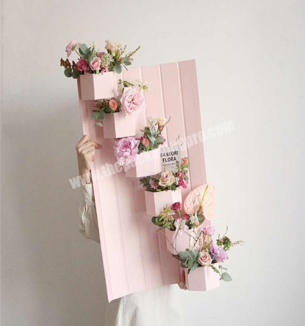 New design creative 6 layer hexagonal wedding rose chocolate gift flower box eco flower stand collapsib Design box