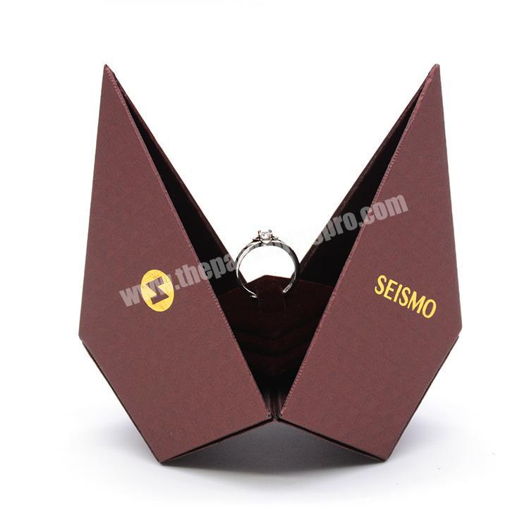 New design ring gift box Unique paperboard ring jewelry packaging