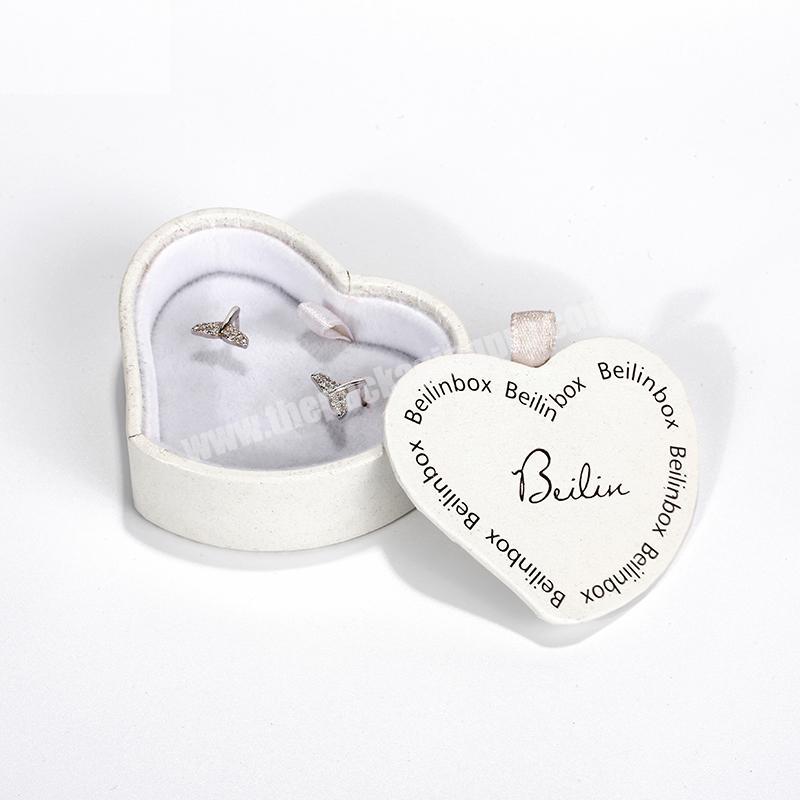 New design white heart shaped  necklace jewelry gift box small ring box