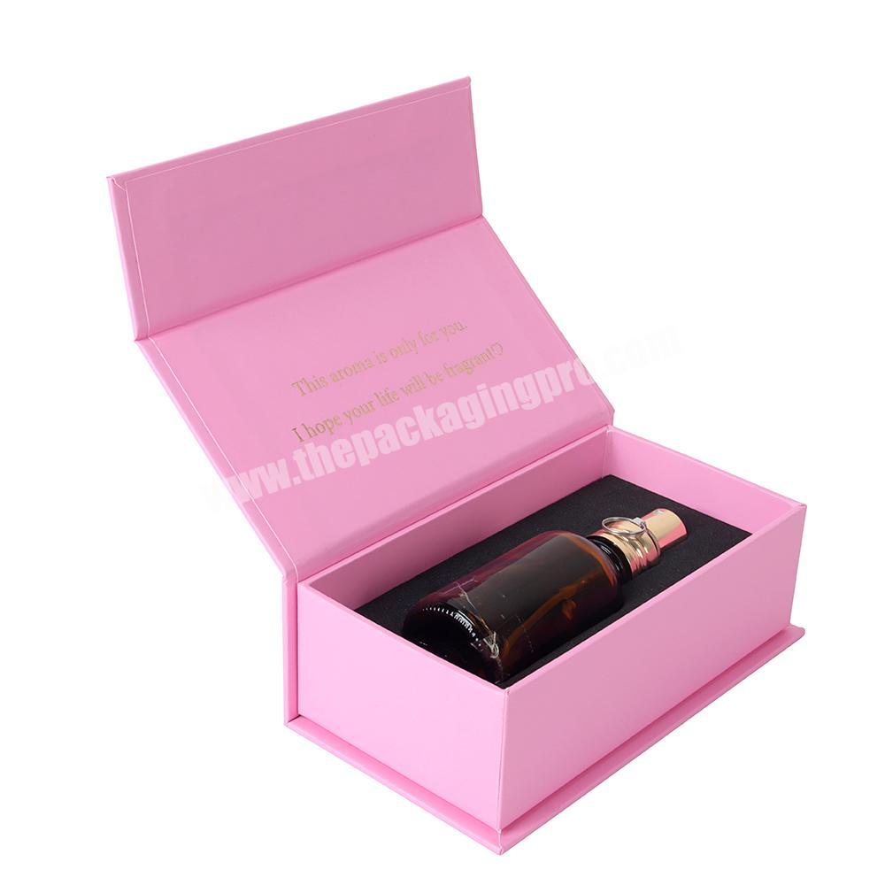 luxury cosmetic bottle package pink color magnetic gift paper cardboard packaging box with EVA insert for Serum bottle