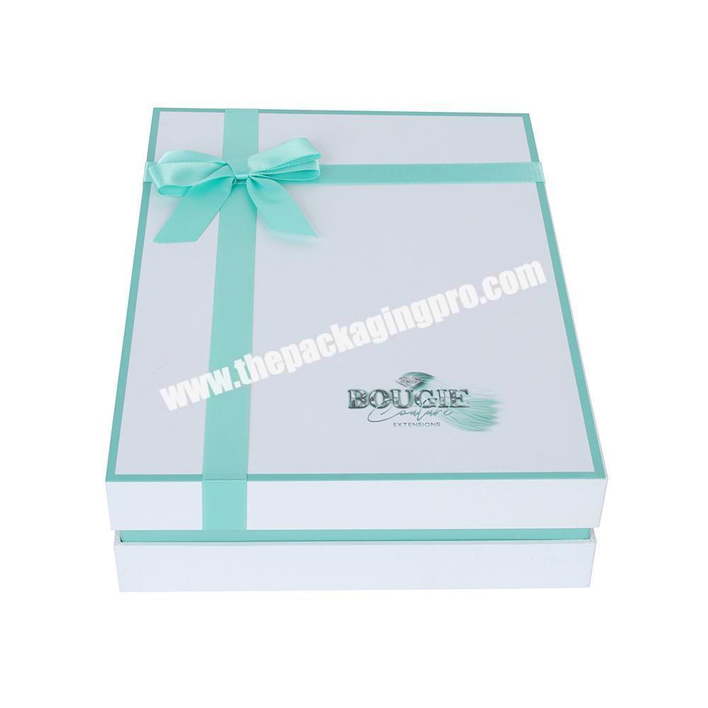 OEM Custom Gift Packaging Boxes With Satin Lining Wigs Boxes With Ribbon Clothing Packaging Boxes