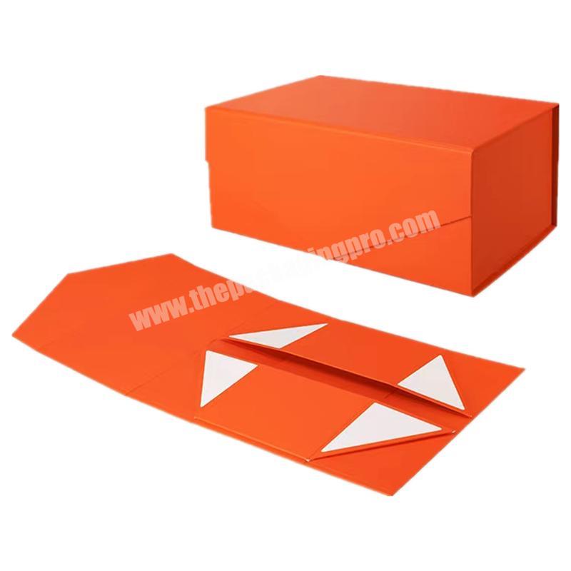 Orange custom logo gift box collapsible cardboard gift package box with magnetic