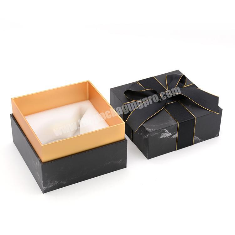 Package Solution Luxury Black Ribbon Lid And Base Packaging Design Custom Perfume Bottle Gift Package Box