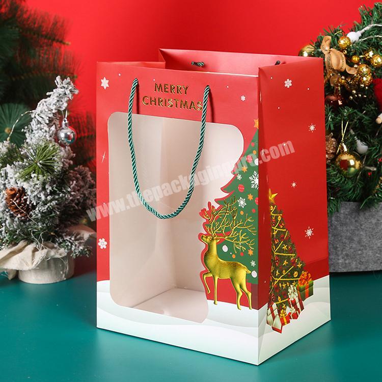 Packaging Solution Custom Luxury Merry Christmas Design Window Flower Toy Children Gift Box Packaging With Handle