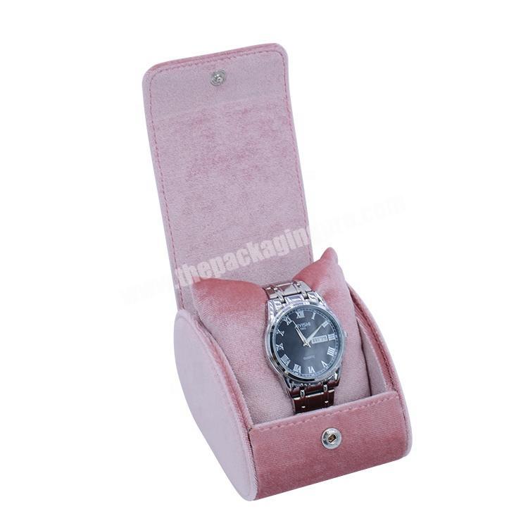 Pink flip folding cheap watch case button seal gradient color pillow watch box