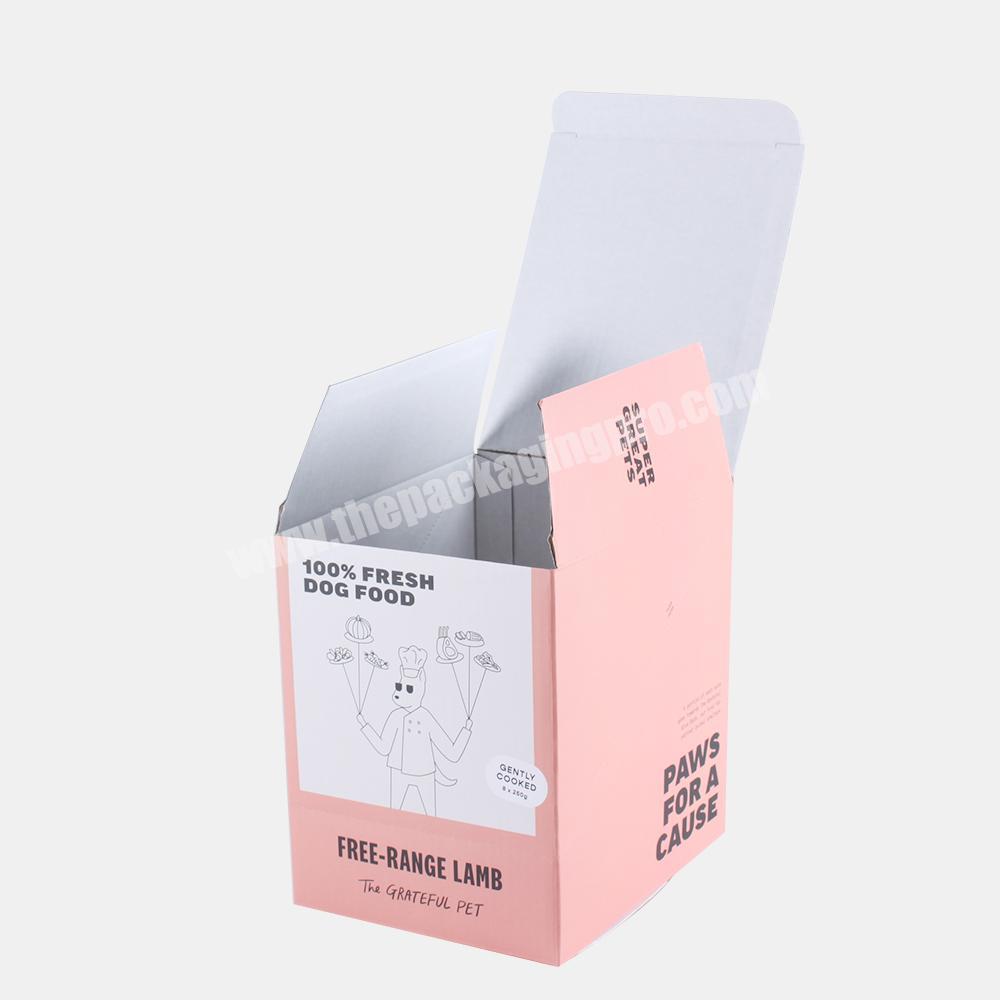 Printing Service Custom Cardboard Paper Foldable Pink 100 % Fresh Dog Food Packaging Box