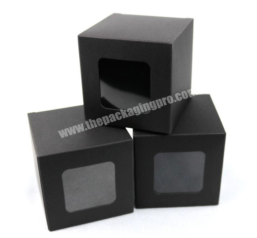 Printing supplier cardboard gift square honey bee packaging black custom boxing with clear window