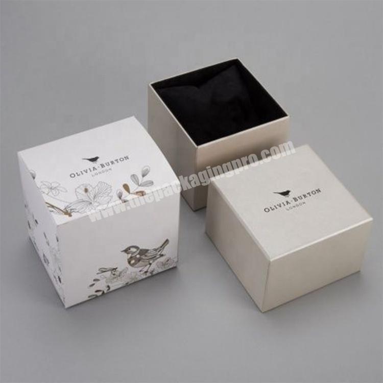 Top quality luxury custom paper white 2 pieces rigid jewelry cardboard packaging ring box candle gift box jewelry packaging box