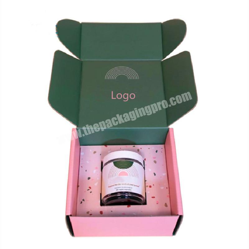 Unique Design Mailer Shipping Box Custom Folding Corrugated Box For Candle Jar Holder Packaging Box With Cardboard Insert
