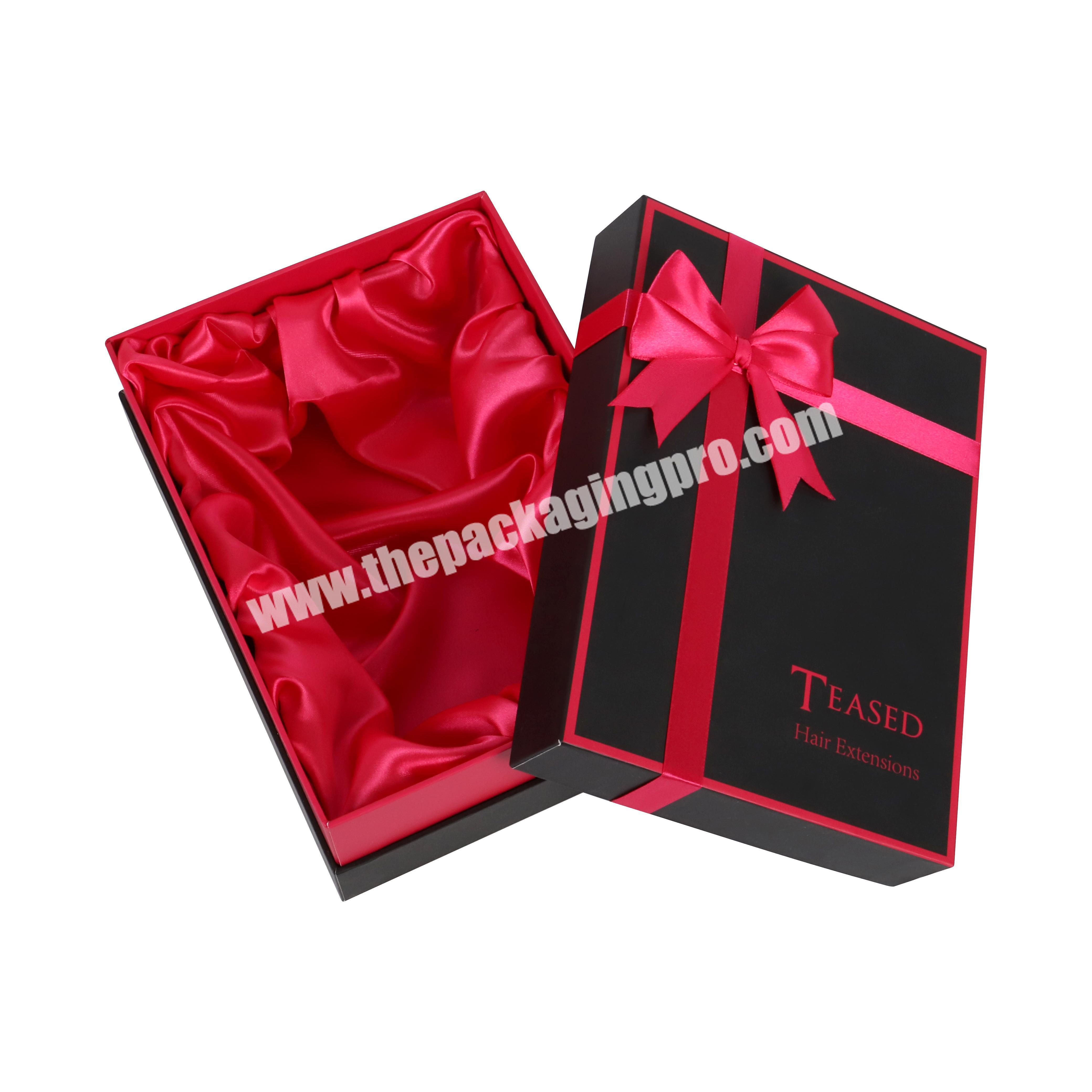 black satin lined lingerie gift boxes clothing paper packaging with bow