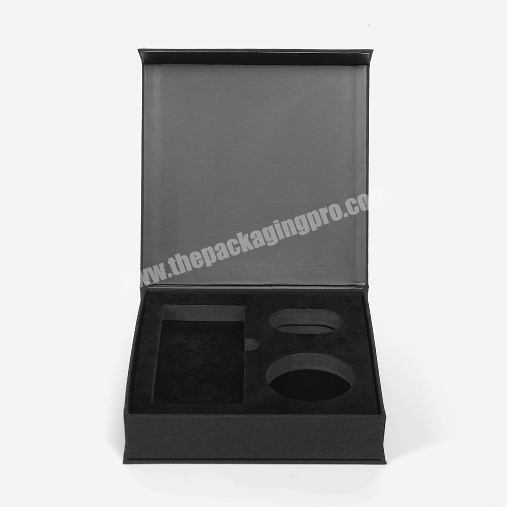 Wholesale Plain Cosmetics Custom Skincare Packaging Paper Black Magnetic Gift Box