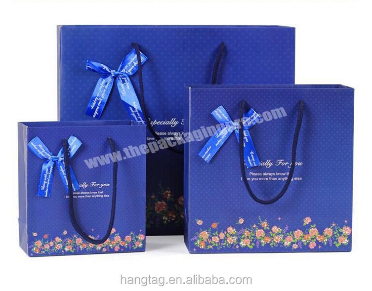 Wholesale custom logo different floral pattern printing handbags gift packaging paper shopping bag with handle