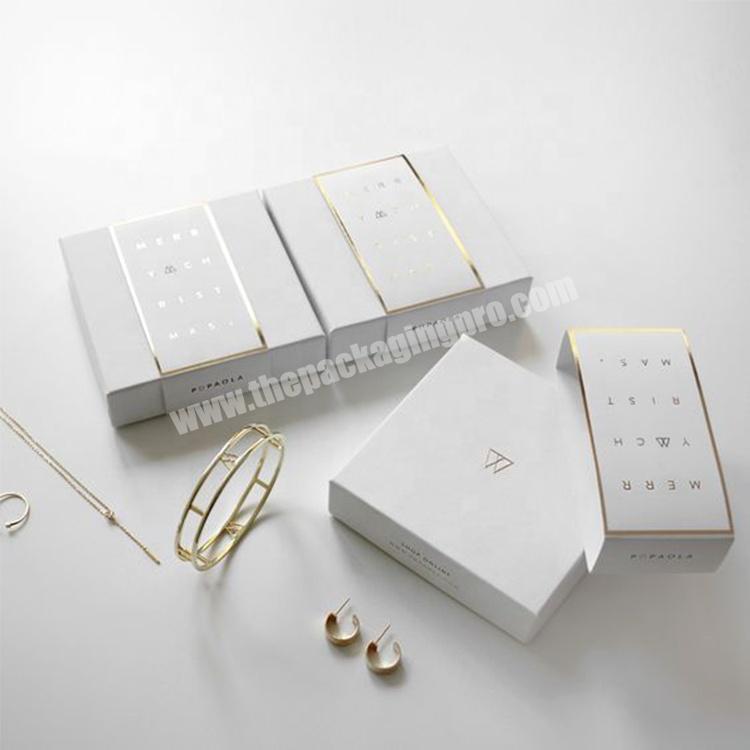 Wholesale eco custom logo 2 pieces rigid paper earring bracelet necklace luxury rigid box wedding gift box jewelry box packaging
