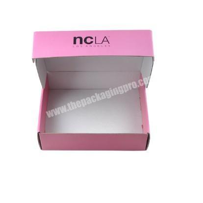 Supplier Wholesale eco friendly foldable luxury custom logo printed clothing pink paper corrugated cardboard shipping mailing postal box