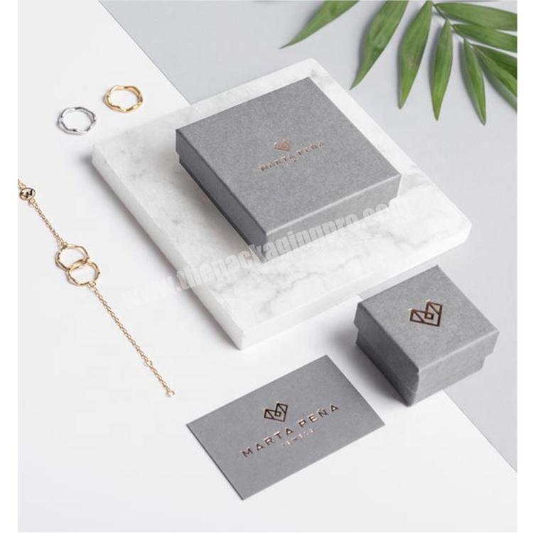 Wholesale eco luxury fancy custom small 2 pieces rigid cardboard hard paper necklace earring gift packaging jewelry box ring box