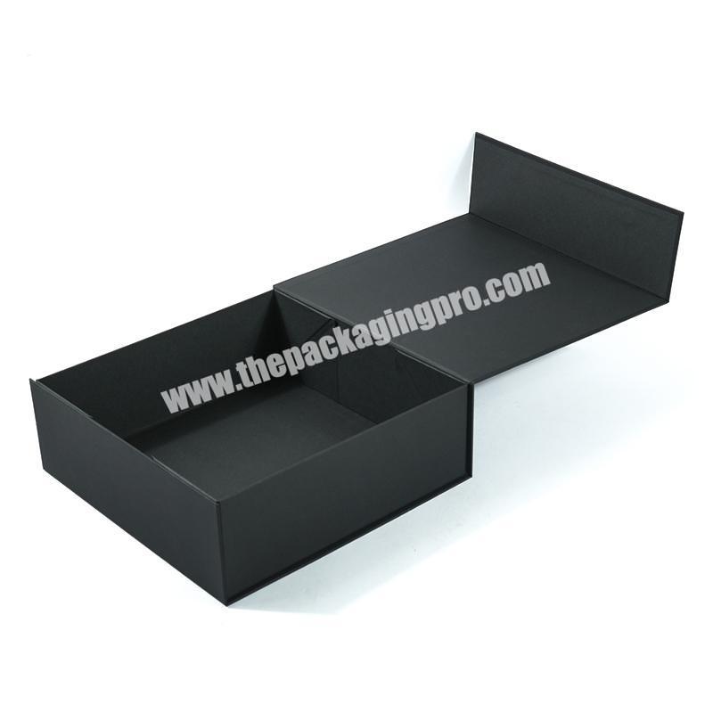 custom Wholesale  luxury folding black magnetic shoe clothing closure gift box with magnetic lid