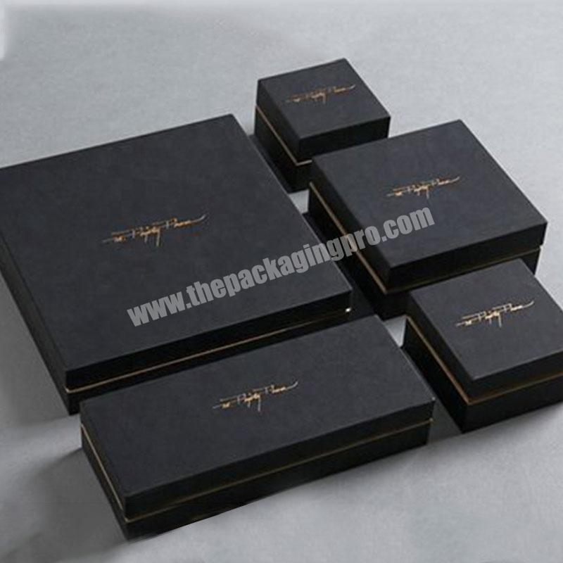 Wholesale luxury fancy eco custom logo printed 2 pieces rigid hard perfume rigid box jewelry packaging box black paper gift box