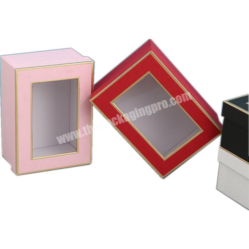 Wholesale luxury handmade packaging boxes custom printed logo rectangle gift boxes with clear window