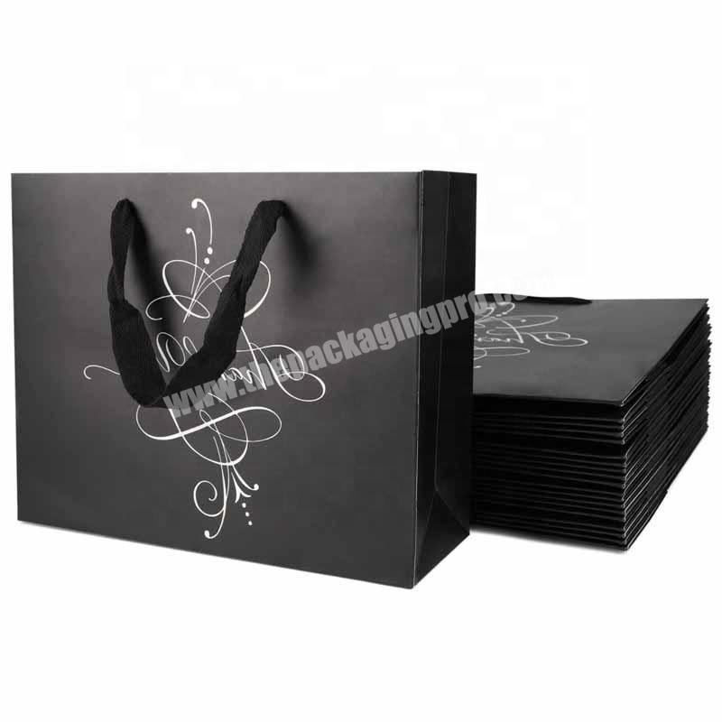 black matte cardboard hair shopping bags costom  logo box gift kraft thank you bags with handle