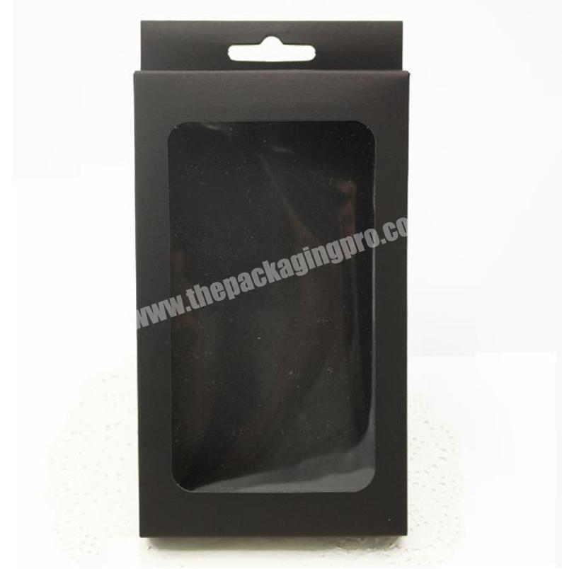 black paper box with clear window for mobile phone case retail packaging box case universal phone box