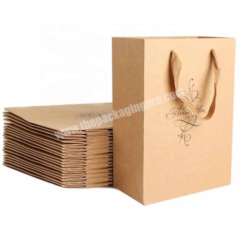 boutique kraft clothes shopping bags with handles custom logo printed brown thank you gift paper bags