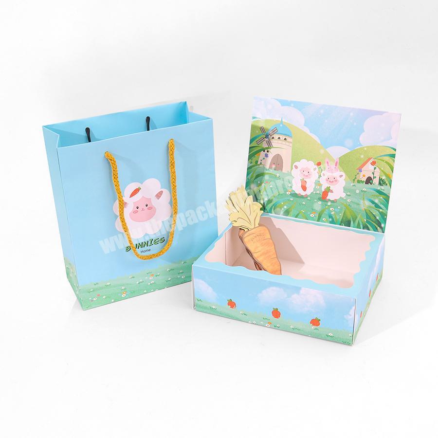 bunnies children small doll toys cosmetics thermos cup gift paper packaging box with paper bags