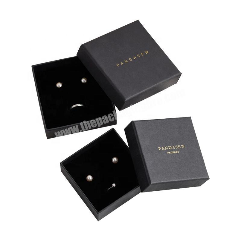 custom black white cardboard Paper box personalized logo printed luxury small jewelry packaging box with Lid