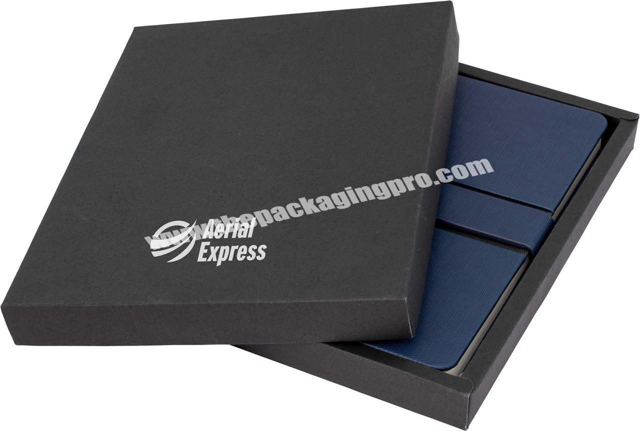 custom design cardboard black notebook gift box manufacturer