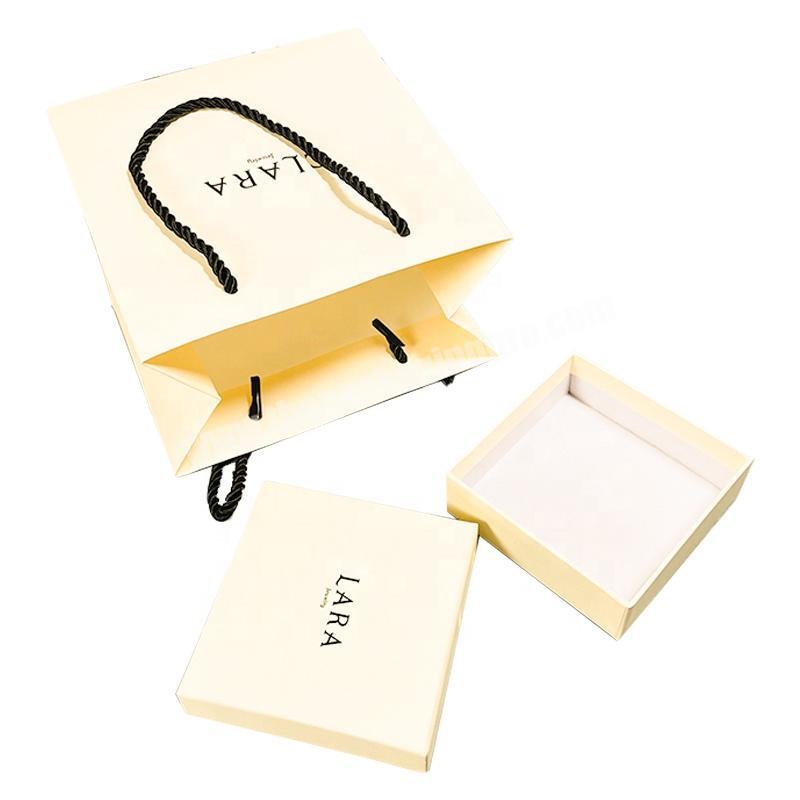custom logo big beige jewelry luxury cardboard packaging box for earring bracelet gift christmas paper box with bags