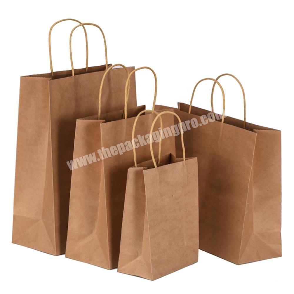 custom logo food takeaway coffee kraft paper bag wholesale boutique packaging shopping bags with handles for clothes
