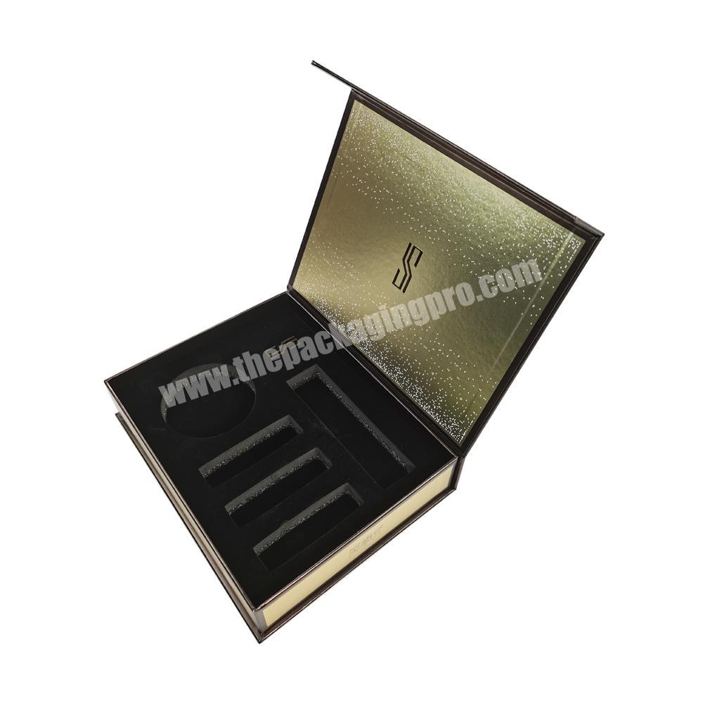 custom logo rectangle magnetic makeup silver cardboard gift packaging paper box with EVA insert
