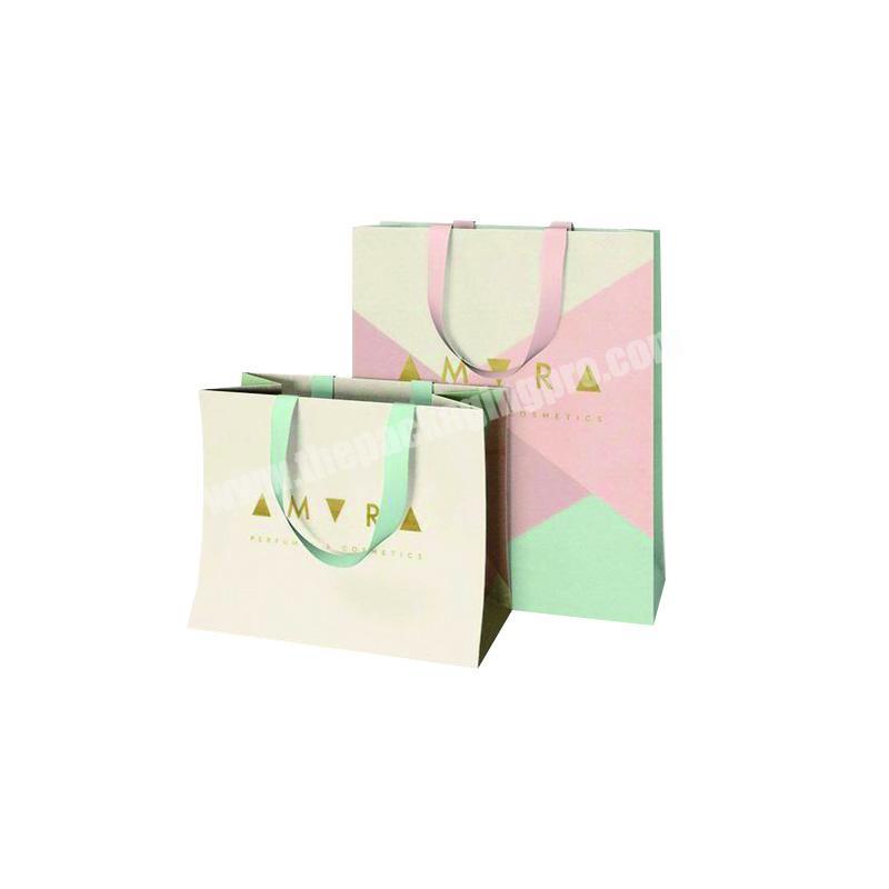 custom luxury recyclable colorful printed paper bags shopping jewelry boutique wedding for gift  cotton rope handles