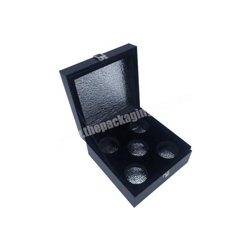custom small black matte paper display caviar packaging box for 50gr tin