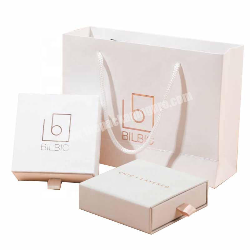 customised logo white square jewellery packaging drawet boxes set cardboard folding small luxury ring box for earring