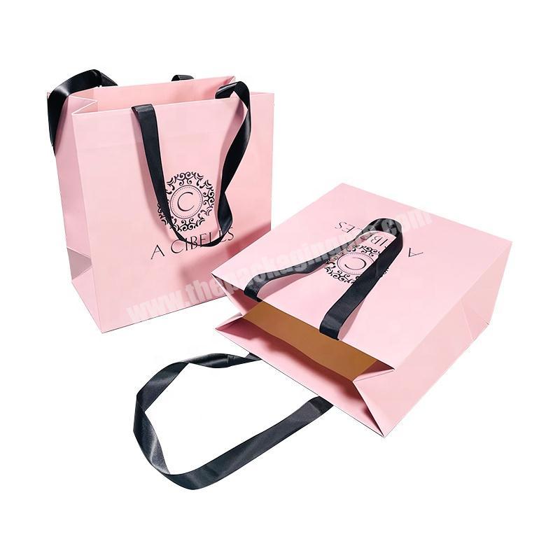 customizable logo printed eco-friendly luxury clothing shopping paper bags with handles for boutique