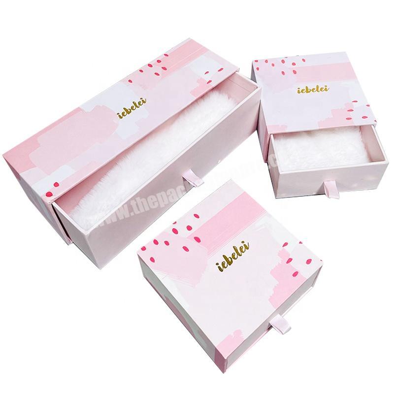 customized logo bracelet jewelry box packaging drawer marble pink print gift packing cardboard boxes