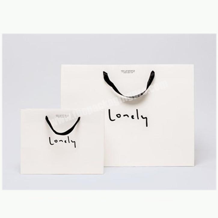 customized logo slogan white paper bag with handle for cosmetic