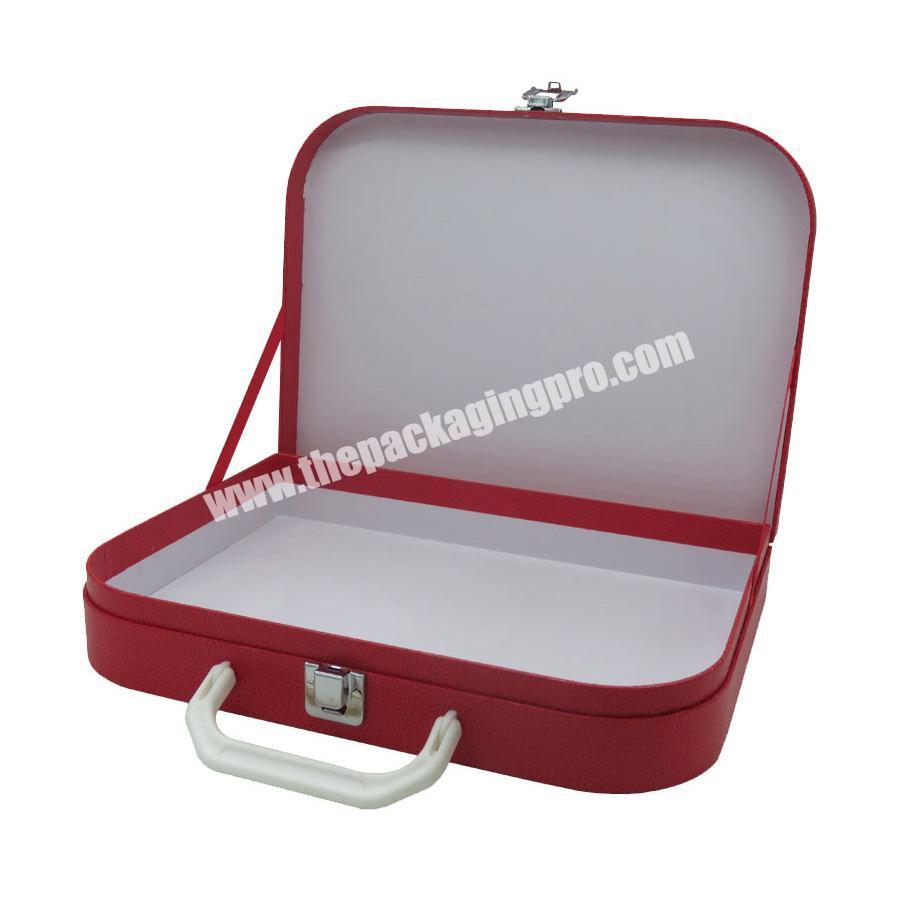 cute color printed custom luxury paperboard suitcase box with iron lock
