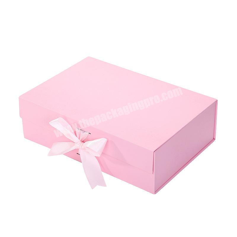 factory directly cheap empty foldable box with ribbon