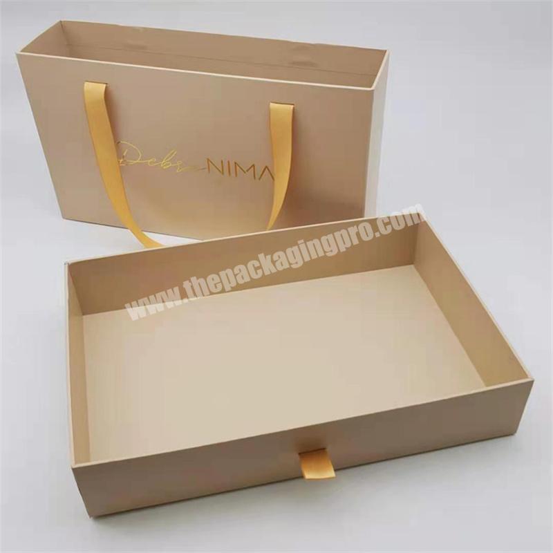 high quality custom hair sliding drawer box with ribbon handle