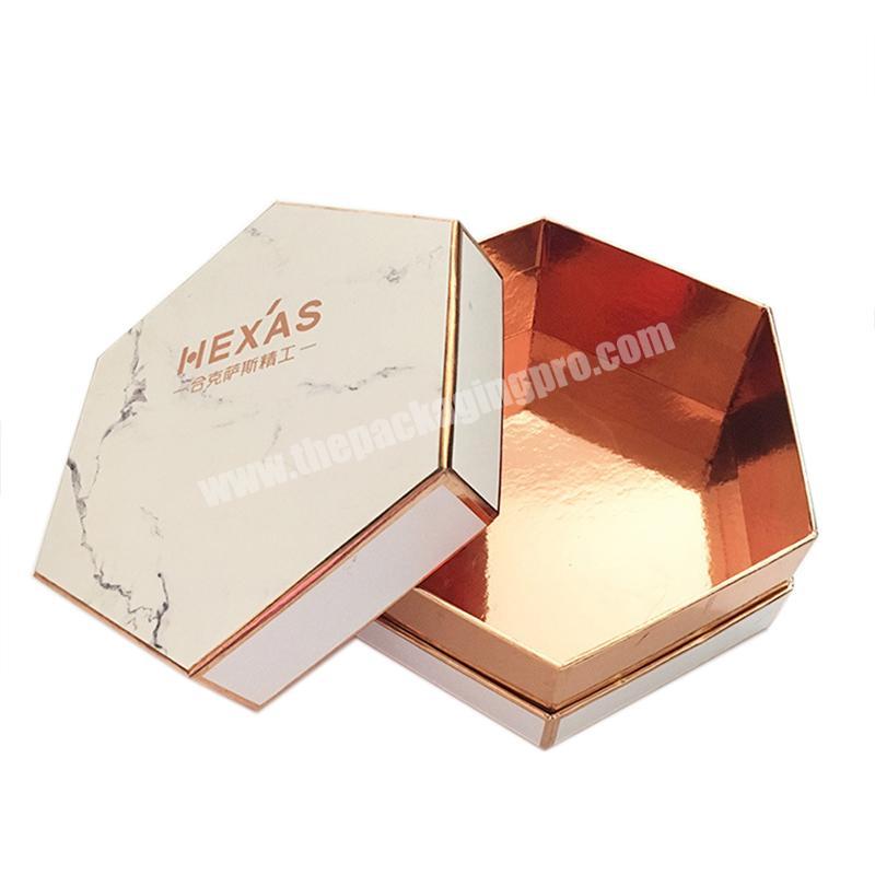 high quality wholesale custom cosmetic hexagon shaped gift box
