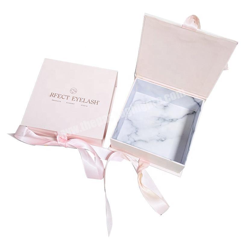 light pink custom print cardboard wedding gift box packaging paper jewelry necklace boxes with ribbon closure