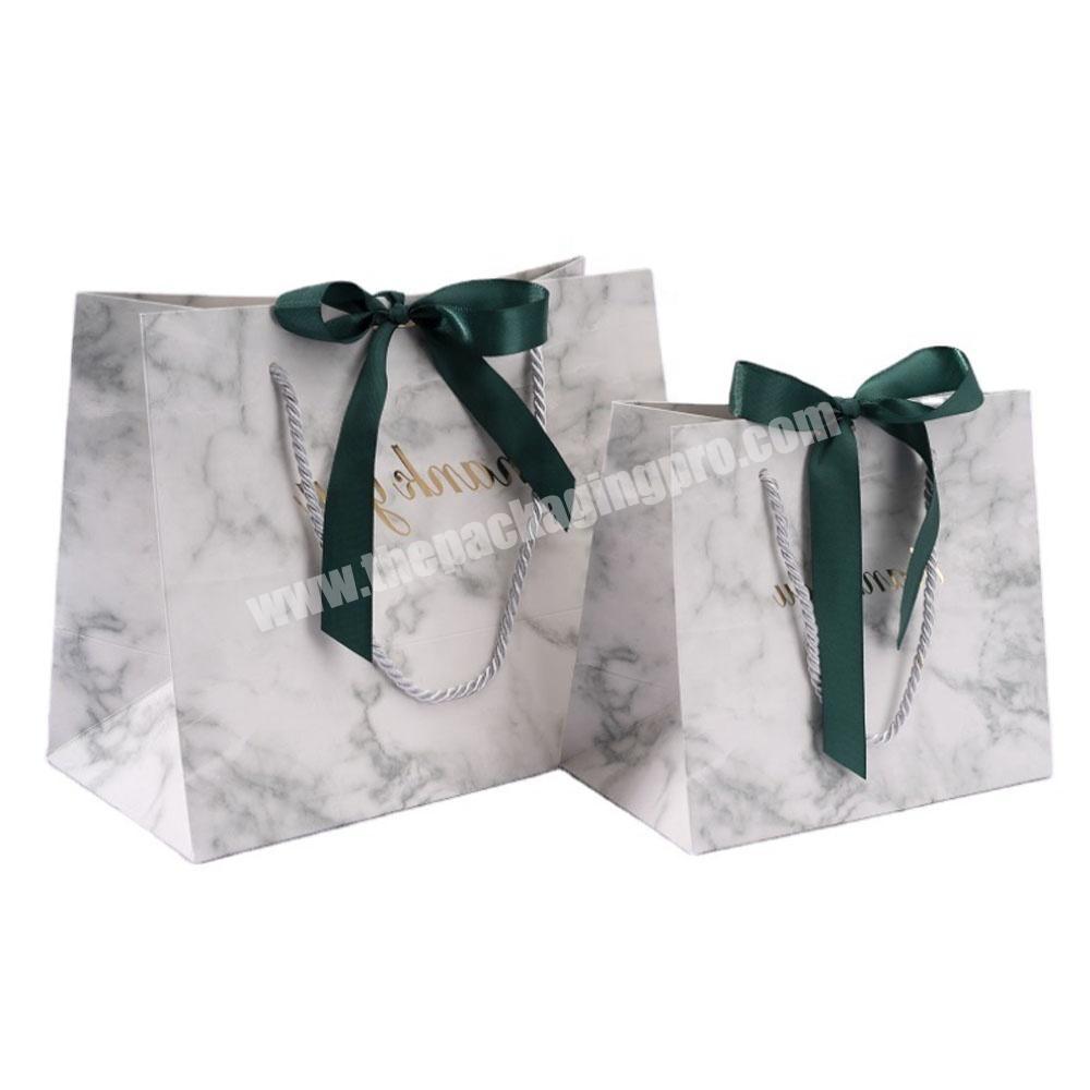 low moq small party marble gift merchandise bags ribbo personalized mini rose gold thank you kraft paper bags for shoping bags