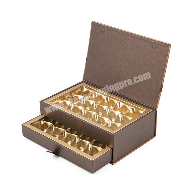 luxury empty  Coated  paper grids packaging food grade chocolate packaging box