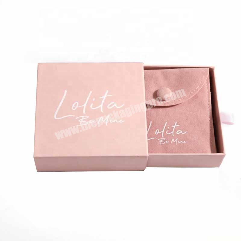 luxury jewelry corrugated gift box and pouch custom pink bracelet cardboard drawer boxes with handle for eyelash necklace